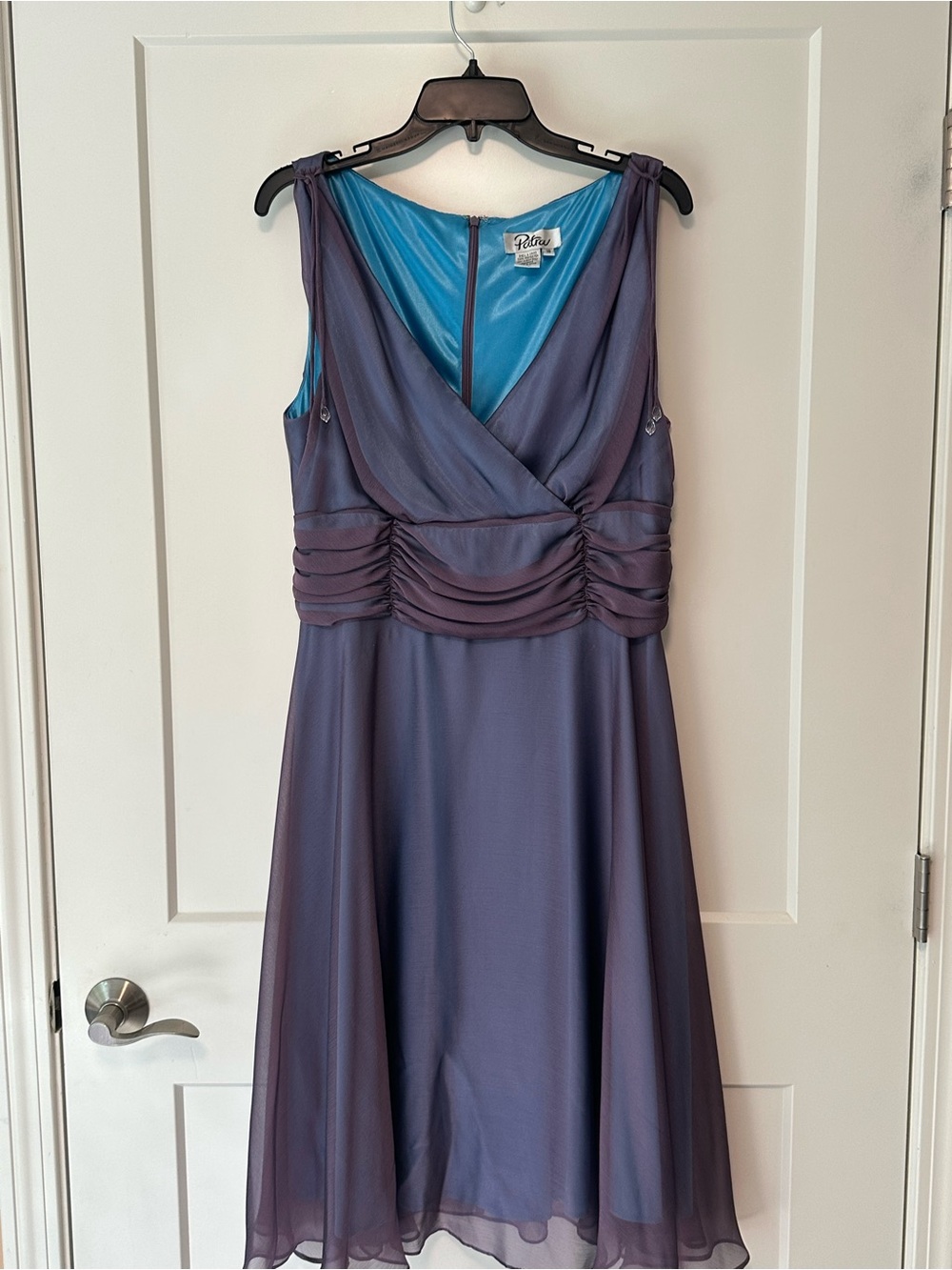 Patra Mauve with Teal Lining V-Neck Midi Dress